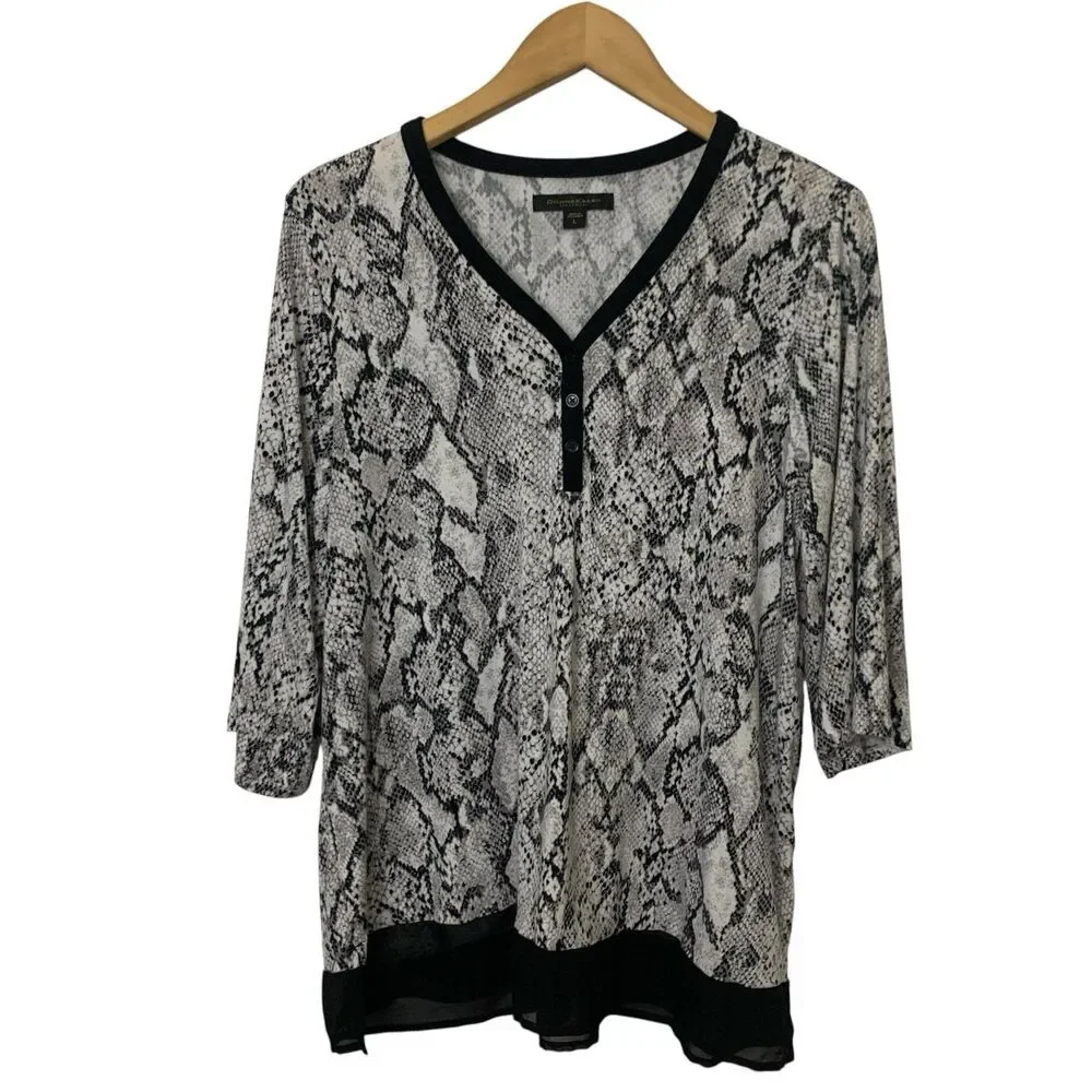 Donna Karan Pajama Set Sleepwear Set Snakeskin Print Capris Size L Soft